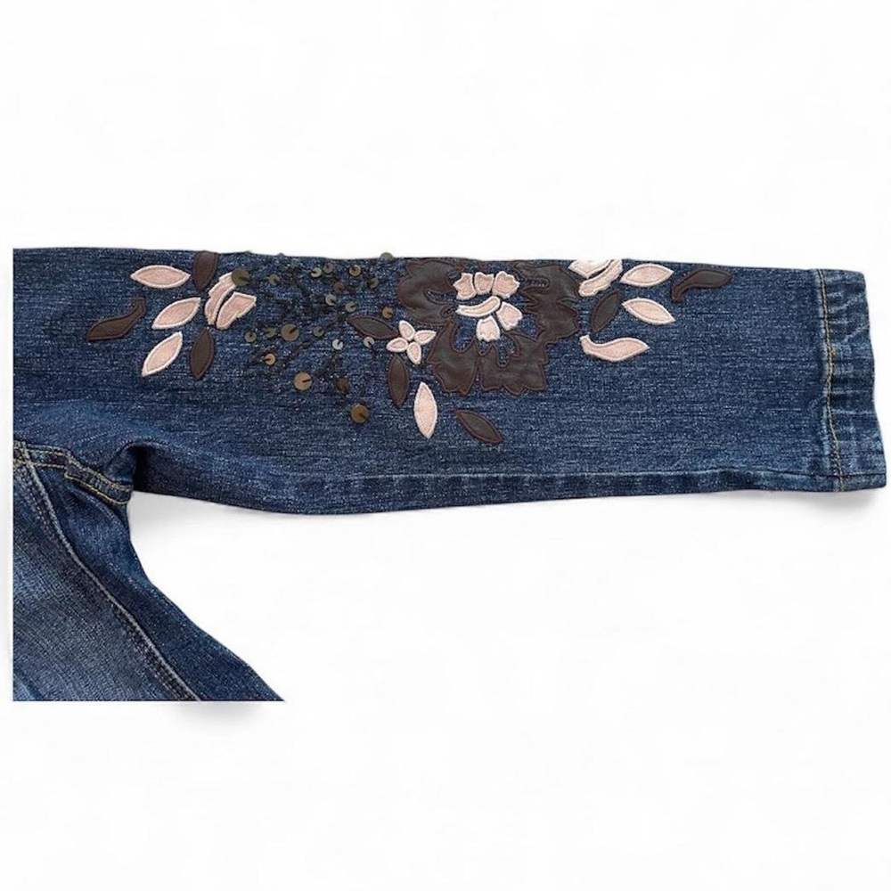 Y2K Jean Jacket Embroidered Embellished by Votre Nam size 4 - Picture 5 of 6